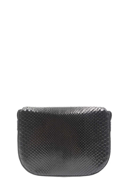 Medium Maillon Triomphe Python Crossbody Bag Black