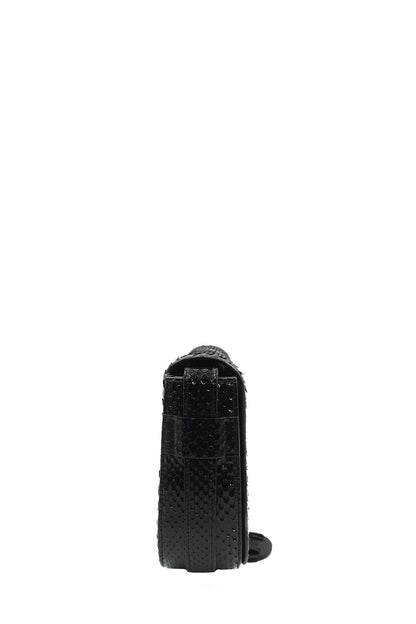 Medium Maillon Triomphe Python Crossbody Bag Black