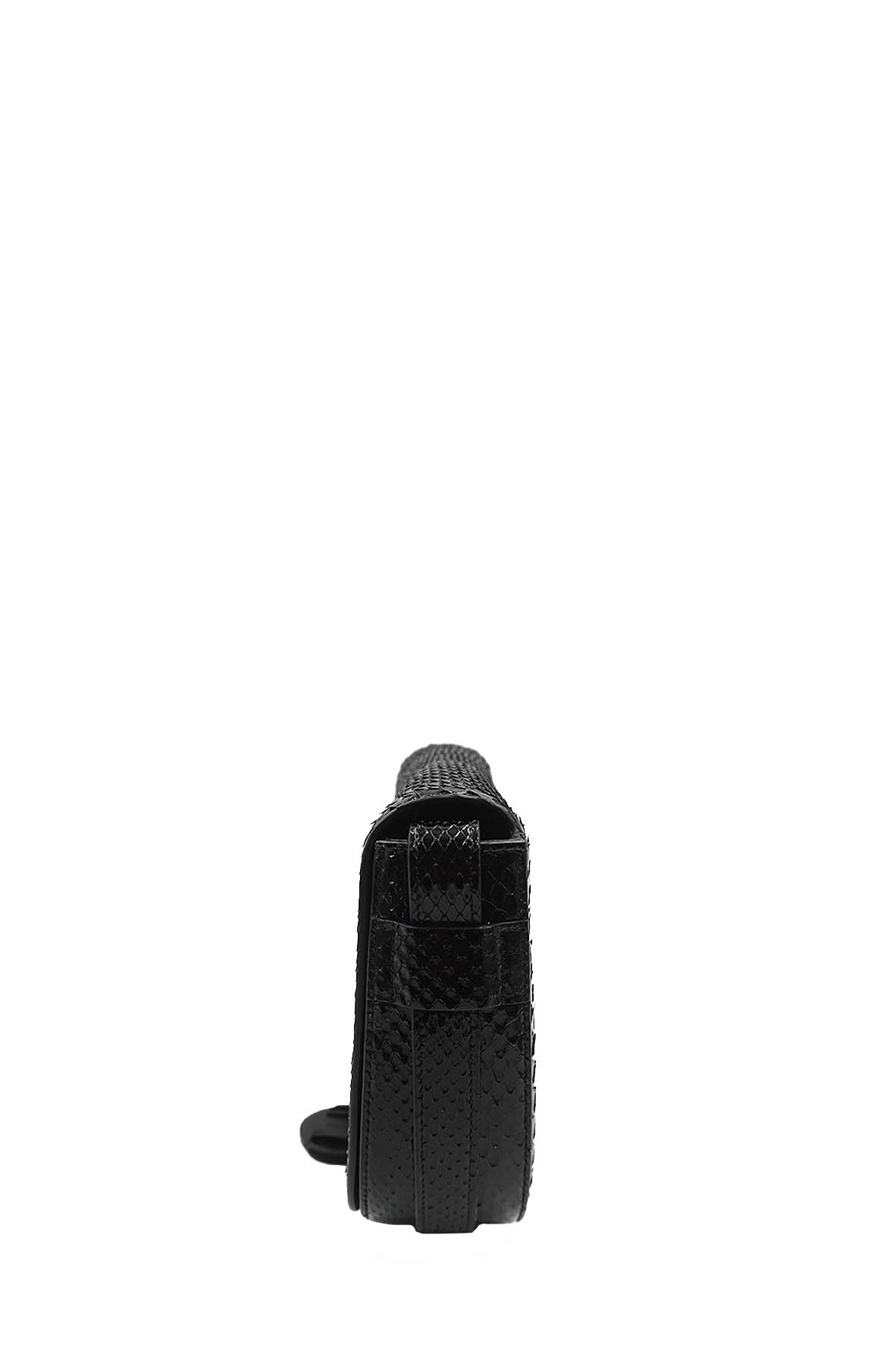 Medium Maillon Triomphe Python Crossbody Bag Black