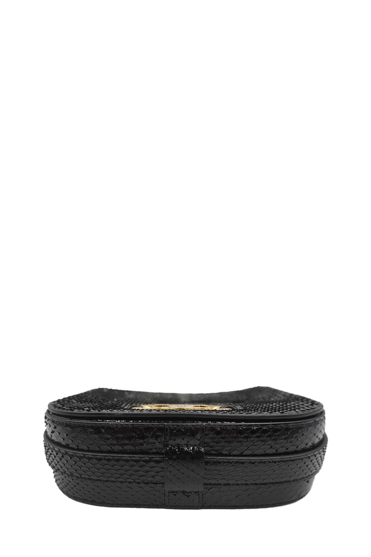 Medium Maillon Triomphe Python Crossbody Bag Black