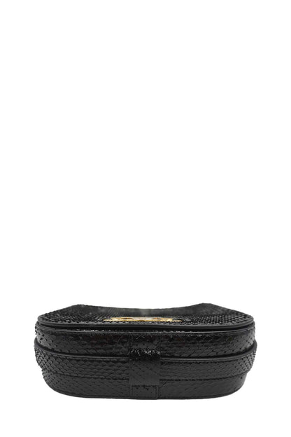 Medium Maillon Triomphe Python Crossbody Bag Black