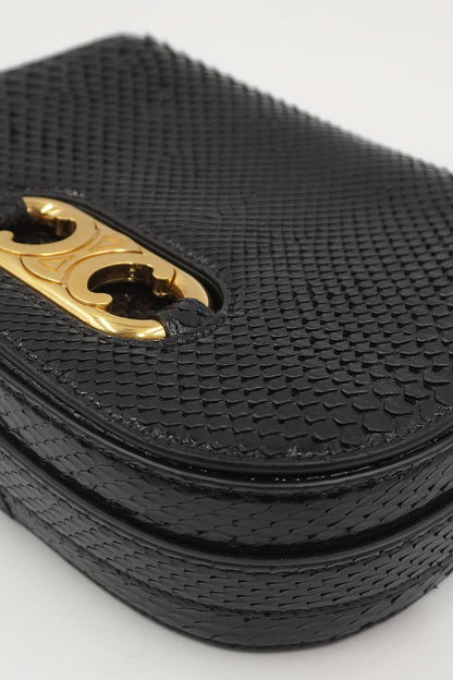 Medium Maillon Triomphe Python Crossbody Bag Black