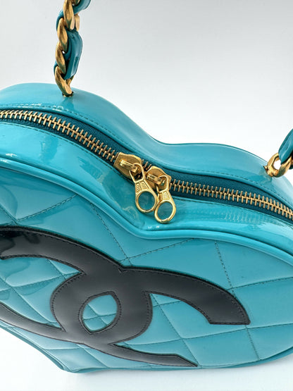 Chanel 1995 Barbie Blue Black Heart Vanity Bag
