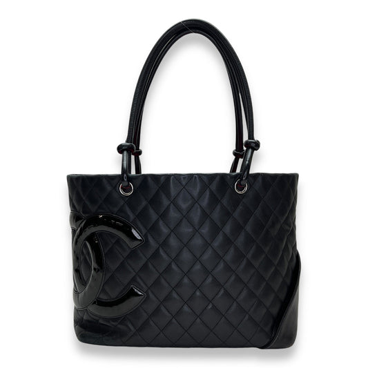 Chanel Cambon Lambskin Black Silver Tote