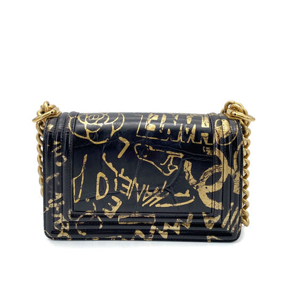 Chanel Boy Mini Leather Black Chain Shoulder Bag