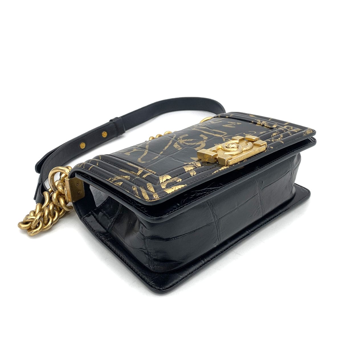 Chanel Boy Mini Leather Black Chain Shoulder Bag