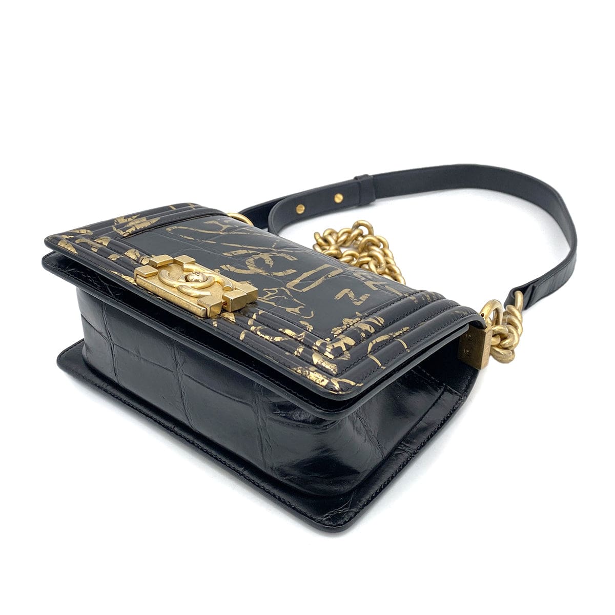 Chanel Boy Mini Leather Black Chain Shoulder Bag