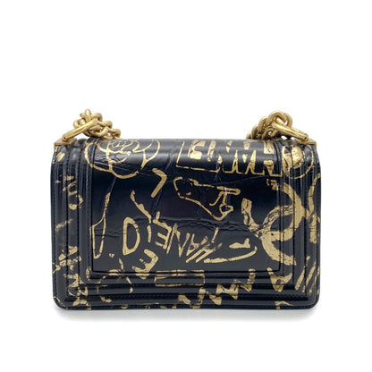 Chanel Boy Mini Leather Black Chain Shoulder Bag Style
