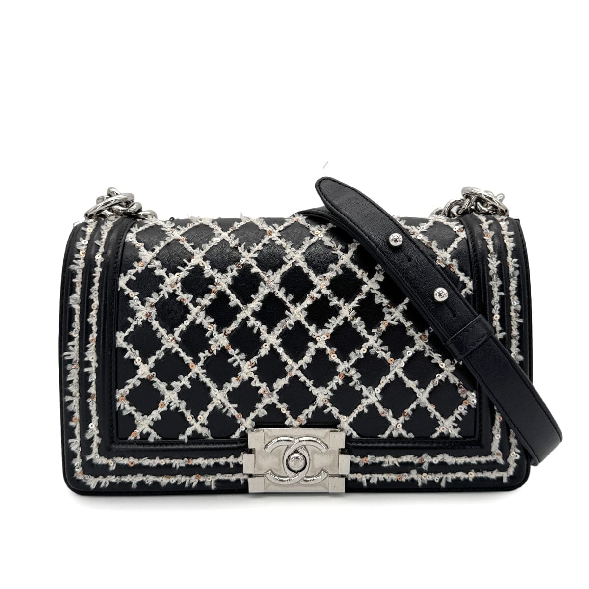 Chanel Boy Medium Leather Black Chain Shoulder Bag