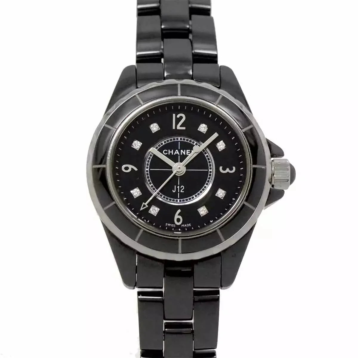 CHANEL J12 29mm H2569 8P Diamond Quartz Black Dial Ladies Watch 90251758