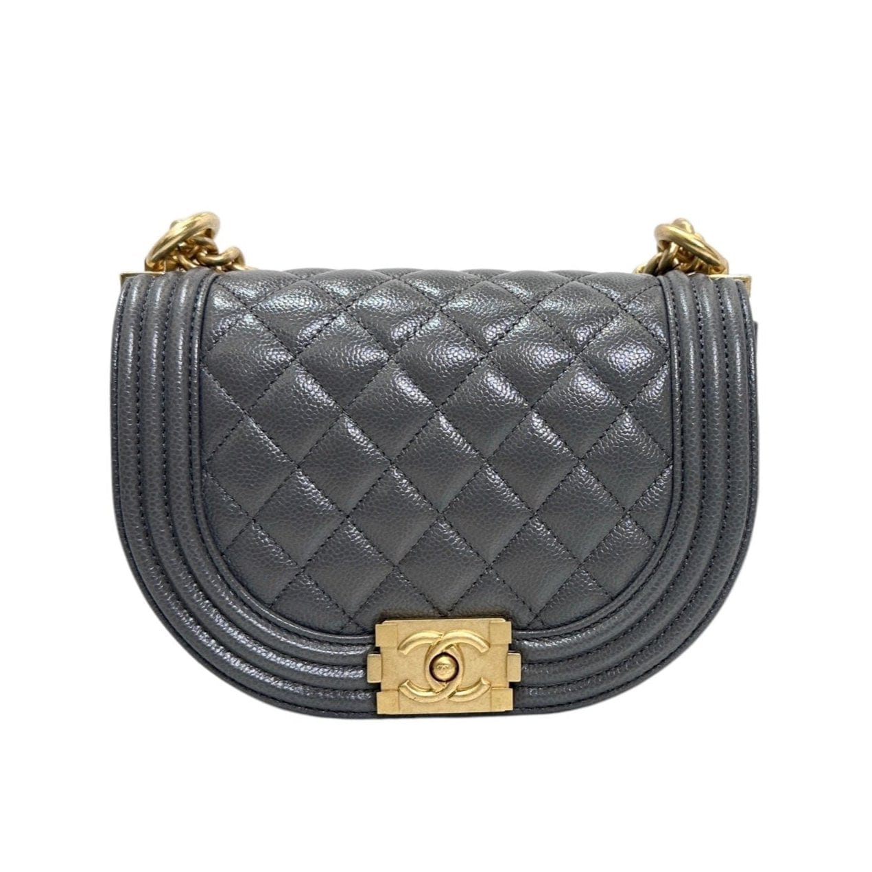 Chanel Saddle Caviar Grey Handbag