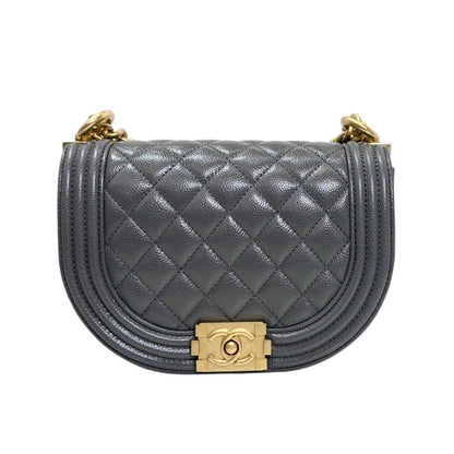 Chanel Saddle Caviar Grey Handbag
