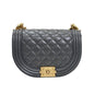 Chanel Saddle Caviar Grey Handbag