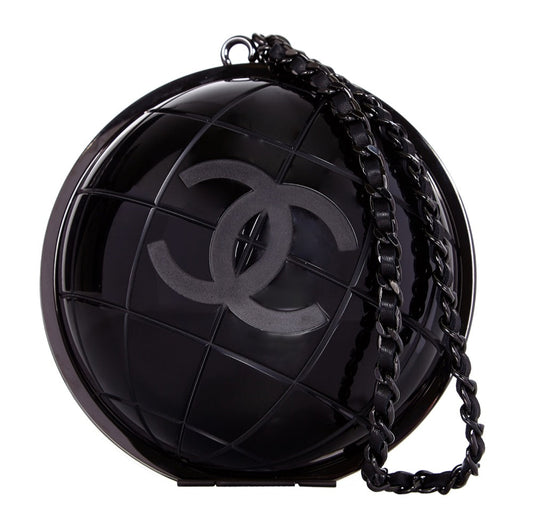 Chanel Black Globe Minaudiere Clutch