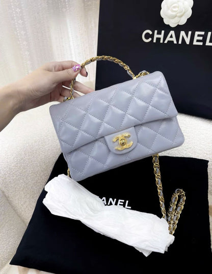 Chanel 23Aw Gray Leather Chain Bag