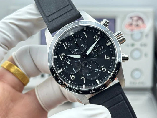 IWC Pilot's Chronograph 41 Black Dial Rubber Strap