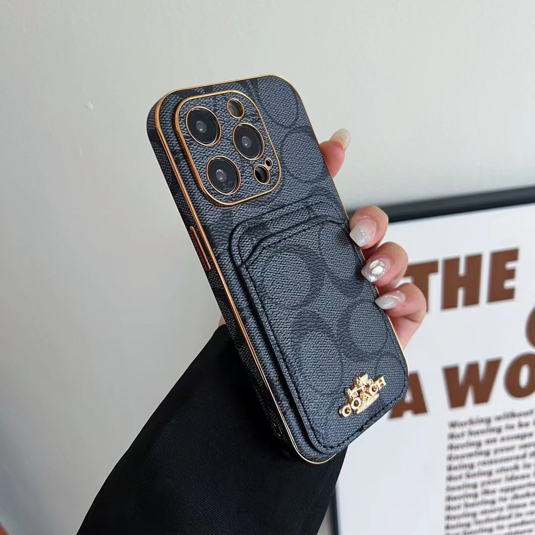Luxury Coach Phone Case Card Slot for iPhone