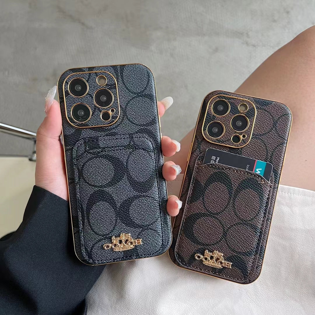 Luxury Coach Phone Case Card Slot for iPhone
