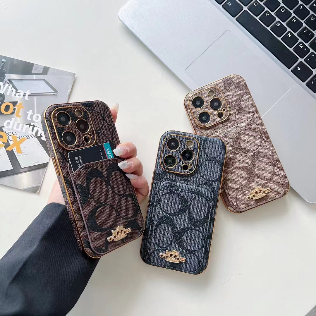 Luxury Coach Phone Case Card Slot for iPhone