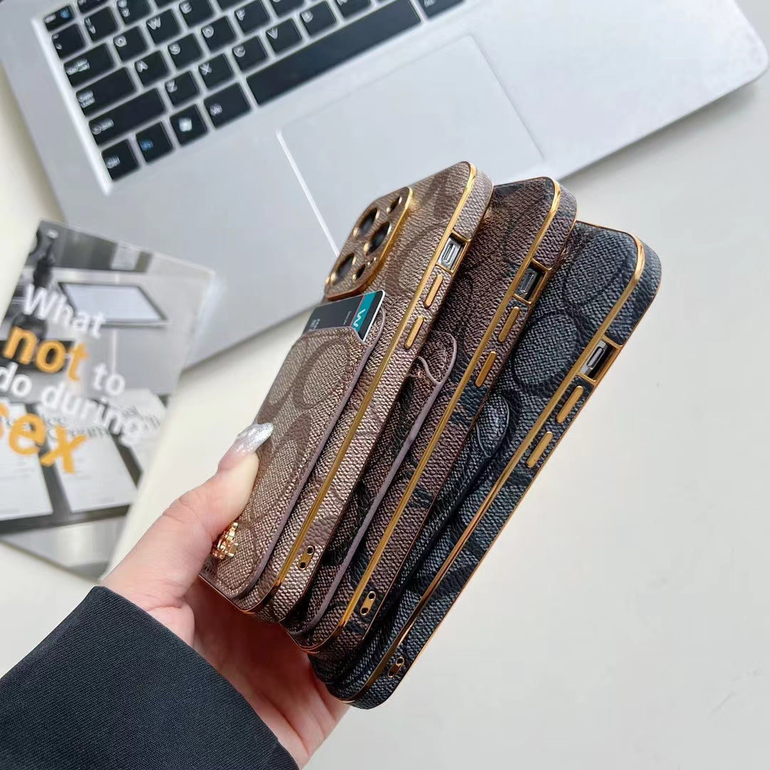 Luxury Coach Phone Case Card Slot for iPhone
