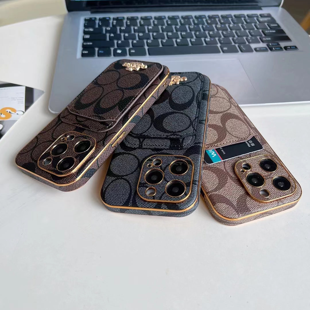 Luxury Coach Phone Case Card Slot for iPhone