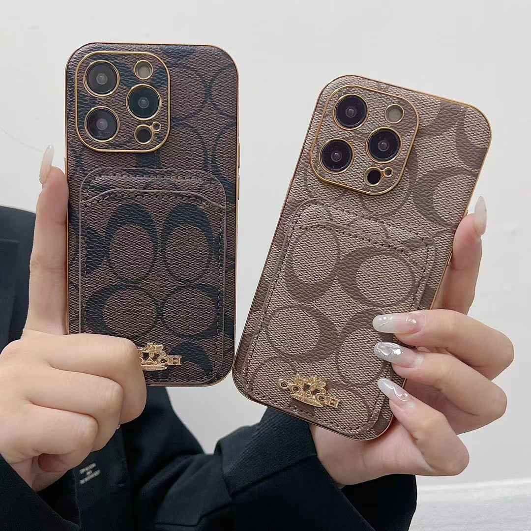 Luxury Coach Phone Case Card Slot for iPhone