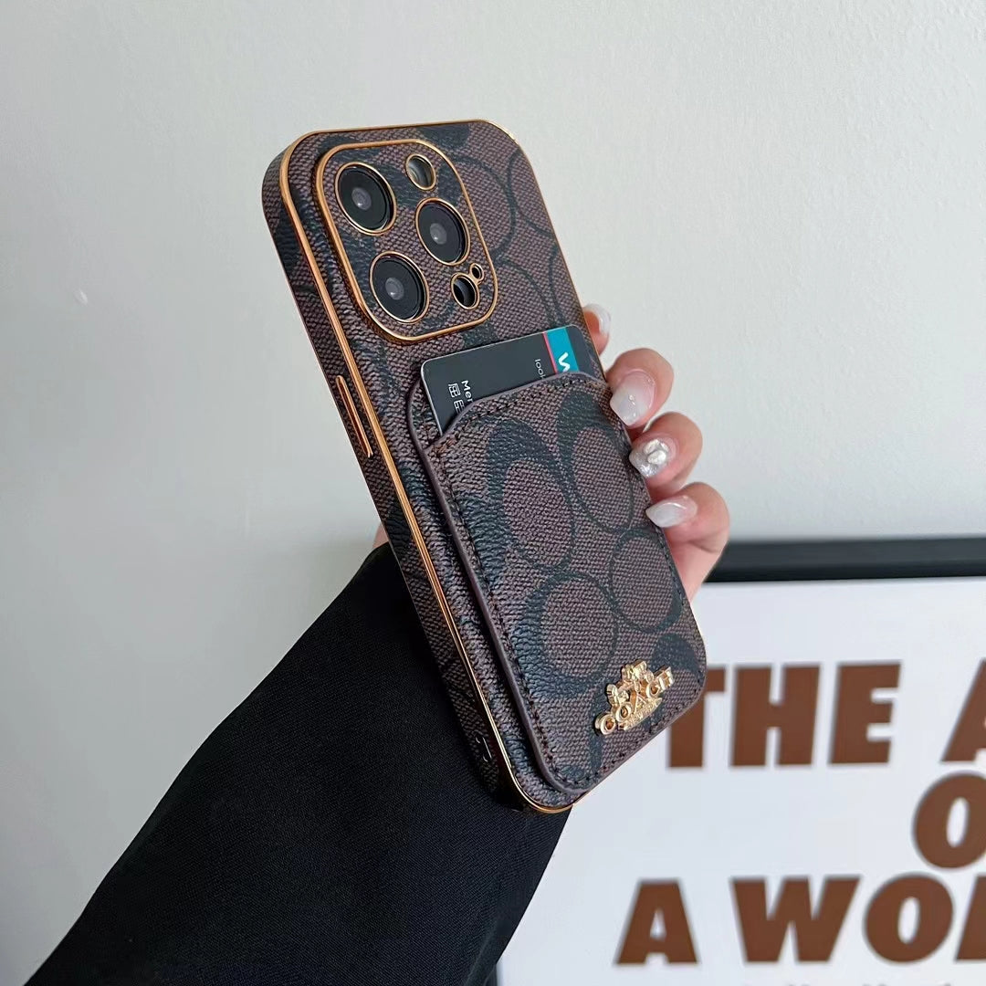 Luxury Coach Phone Case Card Slot for iPhone