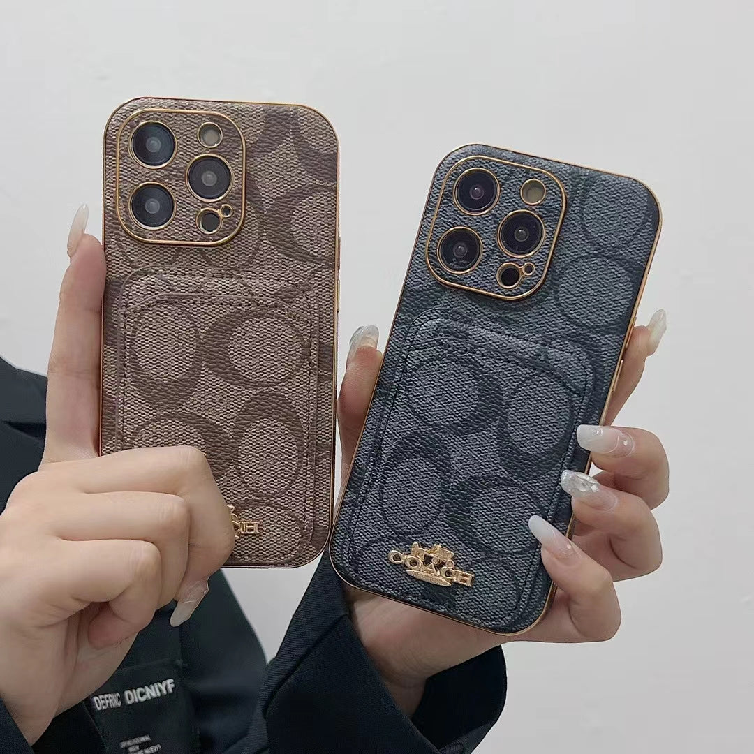 Luxury Coach Phone Case Card Slot for iPhone