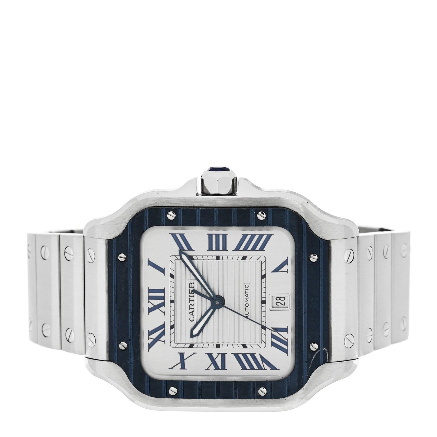 Stainless Steel 39.8mm Santos De Cartier Automatic Watch Grey