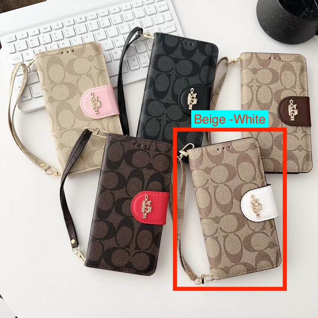 Designer Coach Phone Case Wallet Kickstand Style For Iphone 12 13 14 15 16 17 Pro Max Plus / 18 Pro / 18 Pro Max
