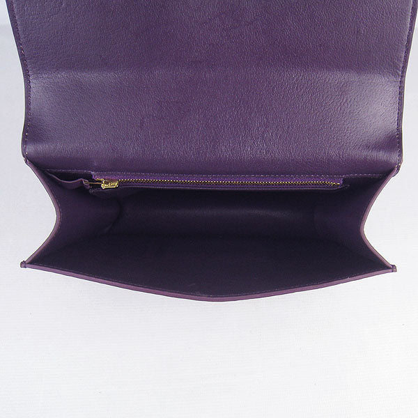 Luxury Hermes Constance Cowskin Leather Bag Purple Golden