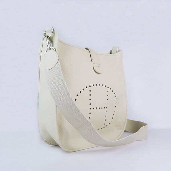 Luxury Hermes Evelyne I Handbag Beige Silver