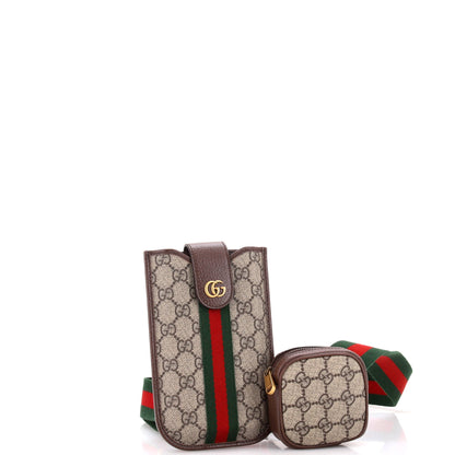 Ophidia Flap Phone Holder Crossbody Bag GG Coated Canvas