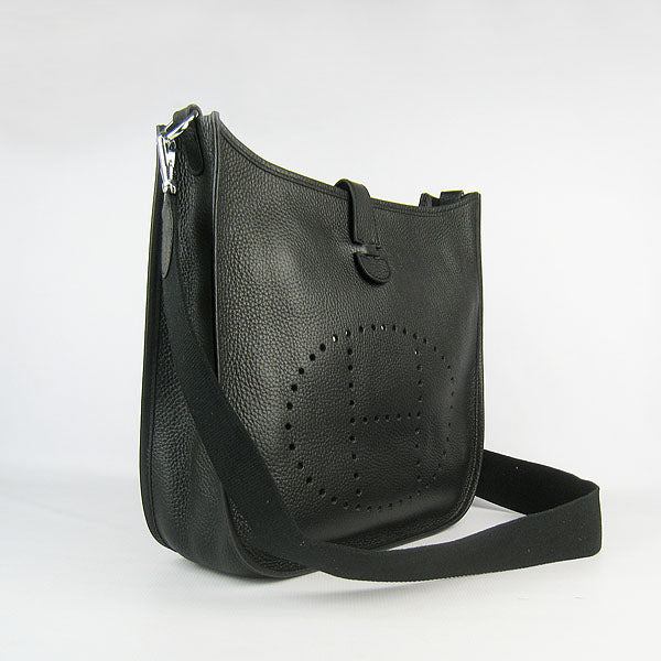 Luxury Hermes Evelyne I Handbag Black Silver