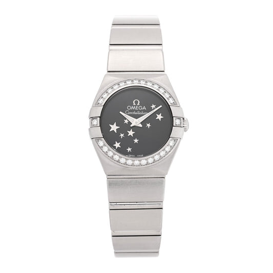 Stainless Steel Diamond Bezel 24mm Constellation Automatic Watch Black 123.15.24.60.01.001