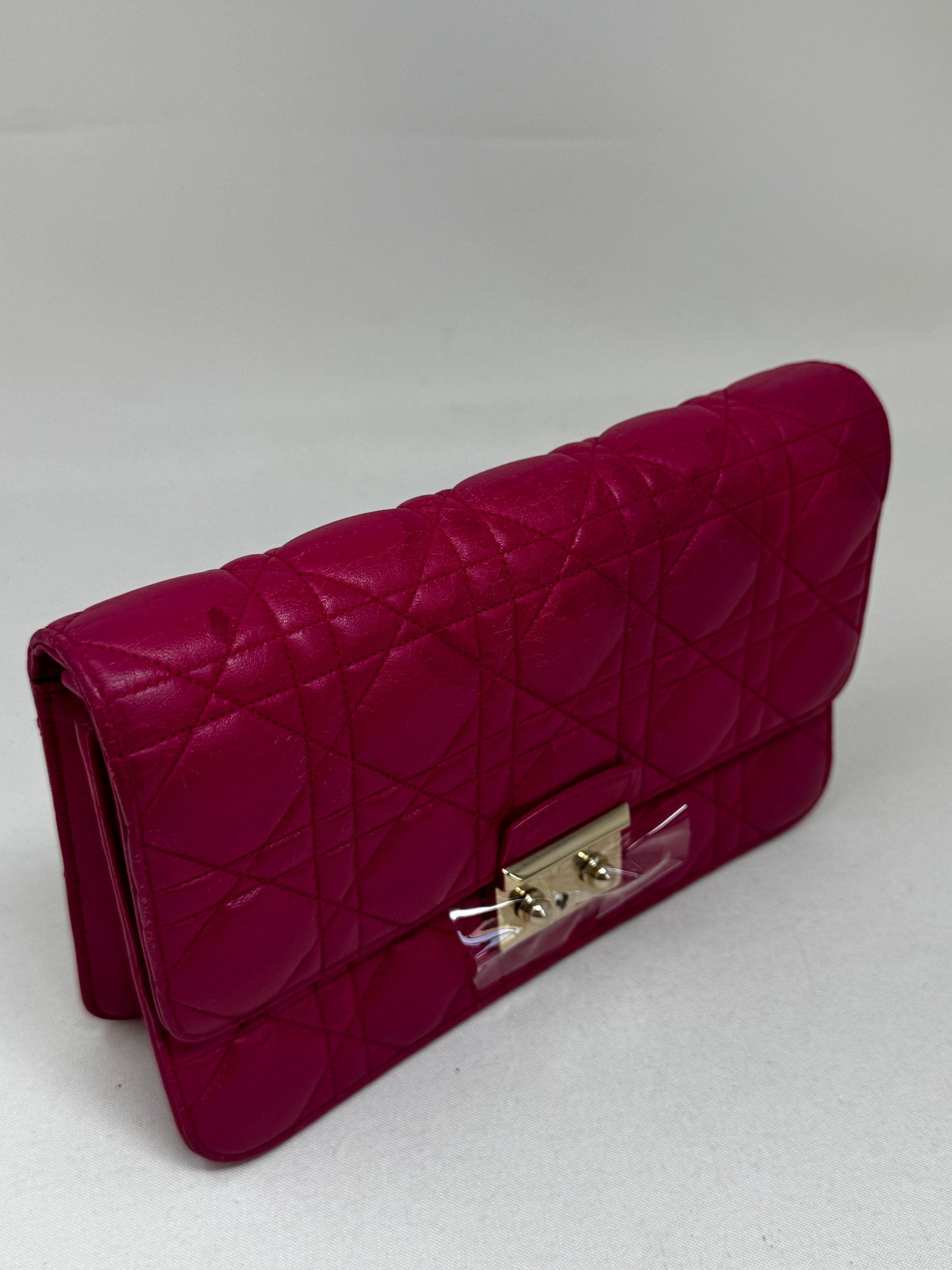 Christian Dior Lambskin Cannage Miss Dior Promenade Pouch Fuchsia Bj1-04