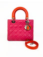 Christian Dior Orange Pink Colourblock Lady Dior Bag