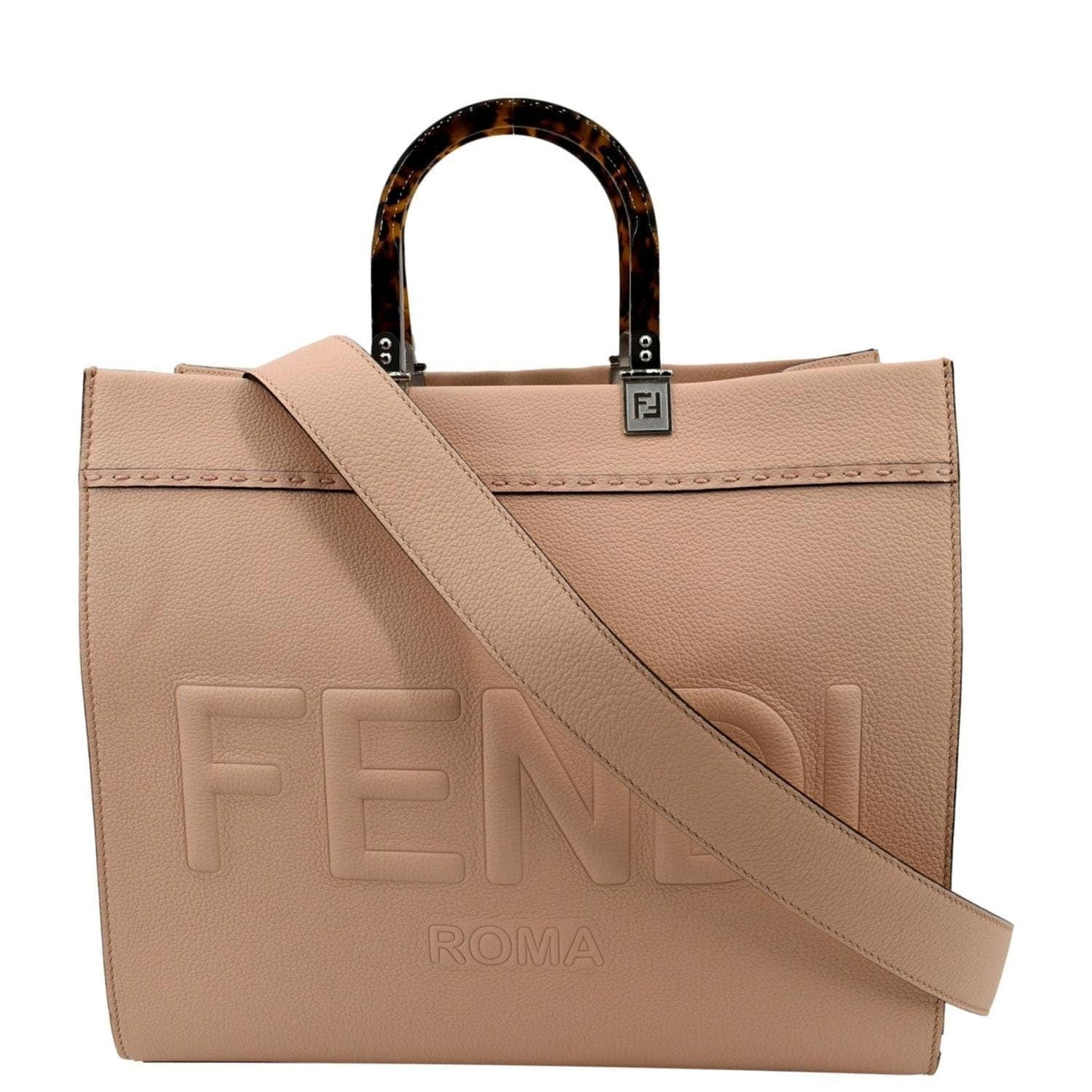Fendi Sunshine Leather Beige Tote Bag