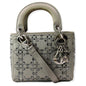 CHRISTIAN DIOR Mini Lady Dior Crystal Embellished Satin Shoulder Bag Gray