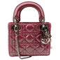 CHRISTIAN DIOR Mini Lady Dior Pearlescent Cannage Lambskin Shoulder Bag Pink