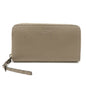FENDI Selleria Leather Zip Around Long Wallet Greige 8M0374