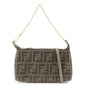 FENDI Zucca PVC Leather Chain Accessory Pouch Hand Bag Brown 8M0264