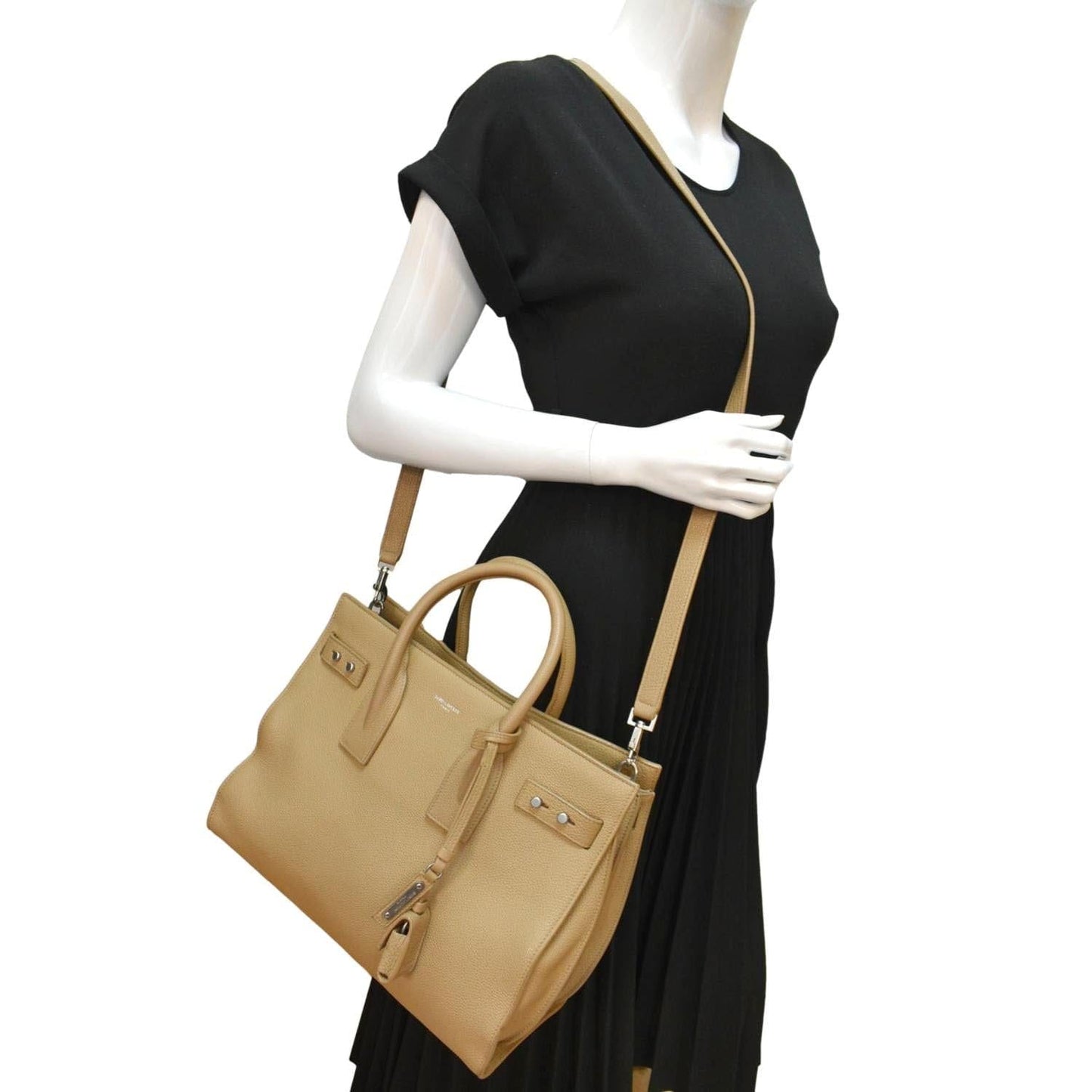 Saint Laurent Sac De Jour Leather Beige Shoulder Bag