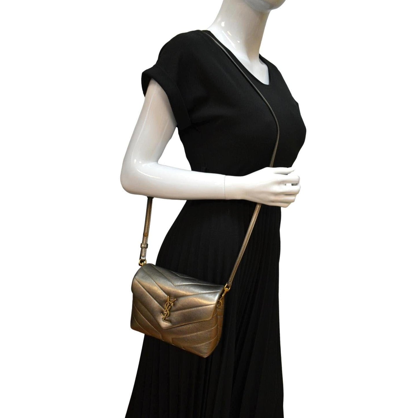 Saint Laurent Loulou Leather Gold Crossbody