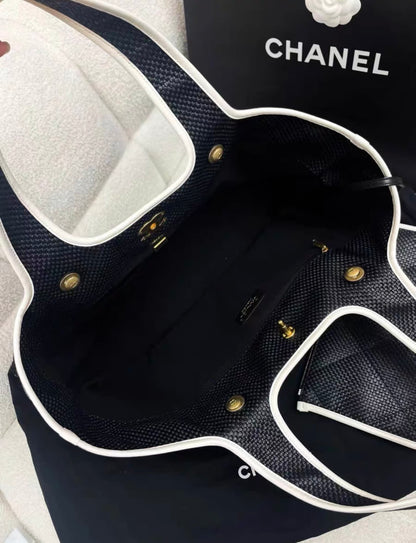 Chanel Shopping Tote Calfskin Black Tote Bag