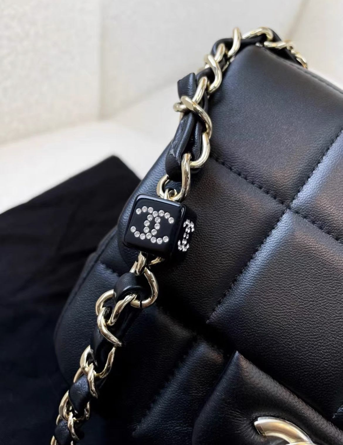 Chanel 23 Early Spring Black Letter Dice Chain Bag
