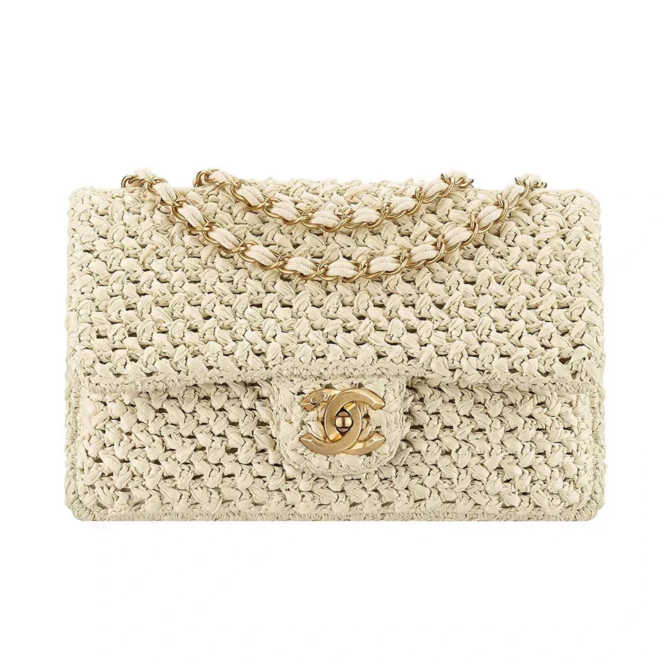 Chanel Cruise 2018 Raffia Crochet Medium Flap Bag