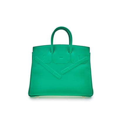Luxury Hermes Birkin 25 Shadow Bag Menthe Swift Leather