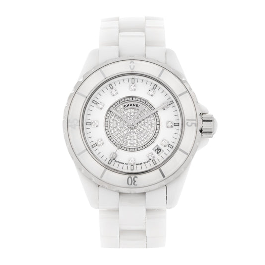 Stainless Steel Ceramic Diamond Dial 38mm J12 Automatic Watch White
