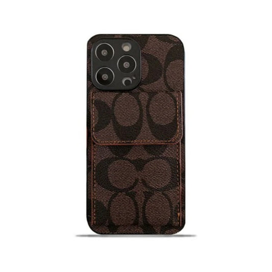 iPhone Case With Wallet Dark Brown